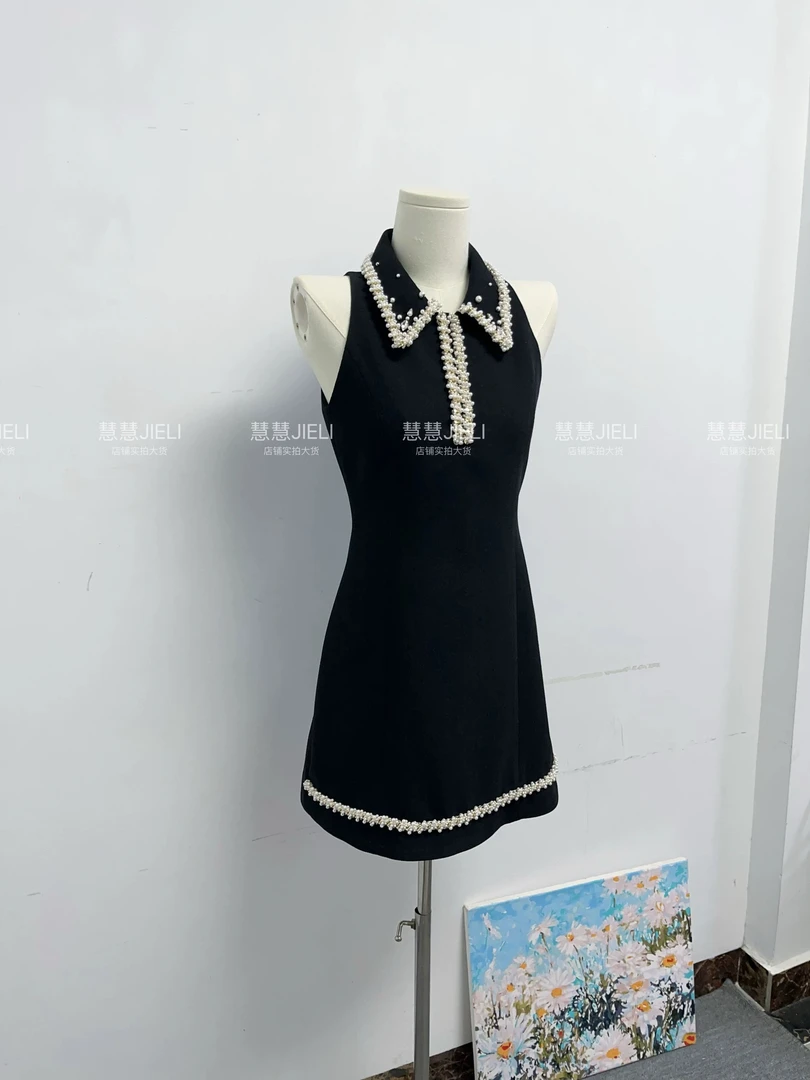 法式复古小香风赫本修身小黑裙夏季新款气质百搭高级感连衣裙子女