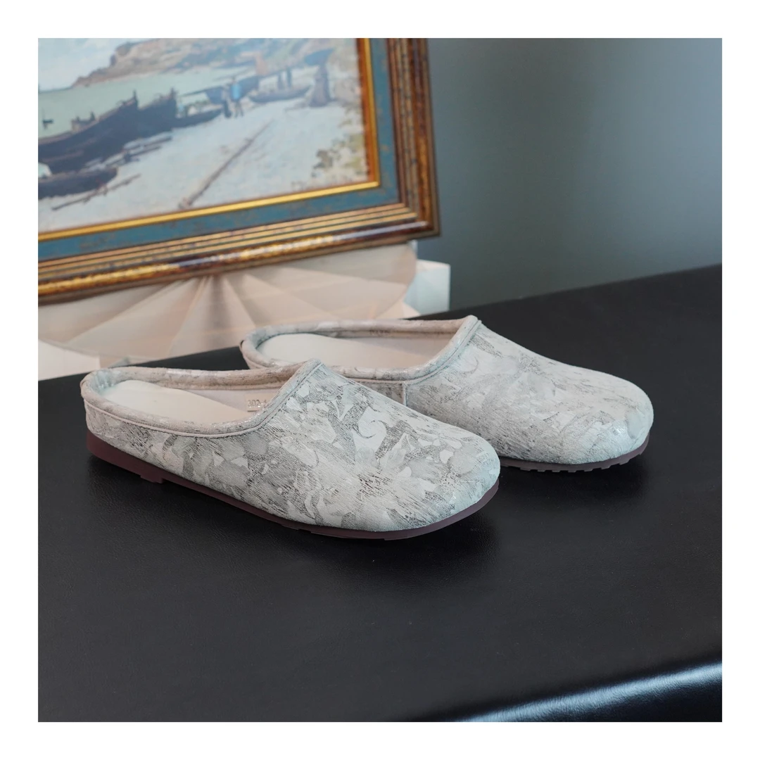 晓晓自穿推荐-百搭时尚新款简约复古平底皮包头拖夏季女鞋-240426