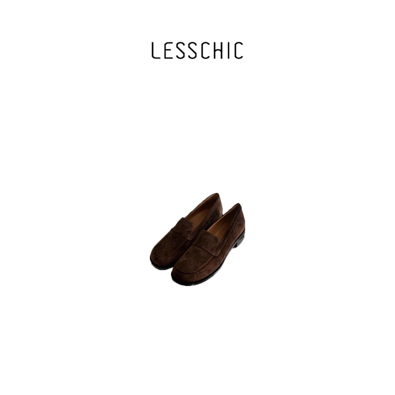 LESSCHIC【乐福鞋】手工秋冬复古磨砂英伦极简风单鞋
