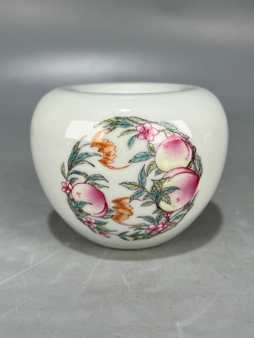 仿古瓷 仿古大清雍正年制粉彩寿桃蝠纹水盂