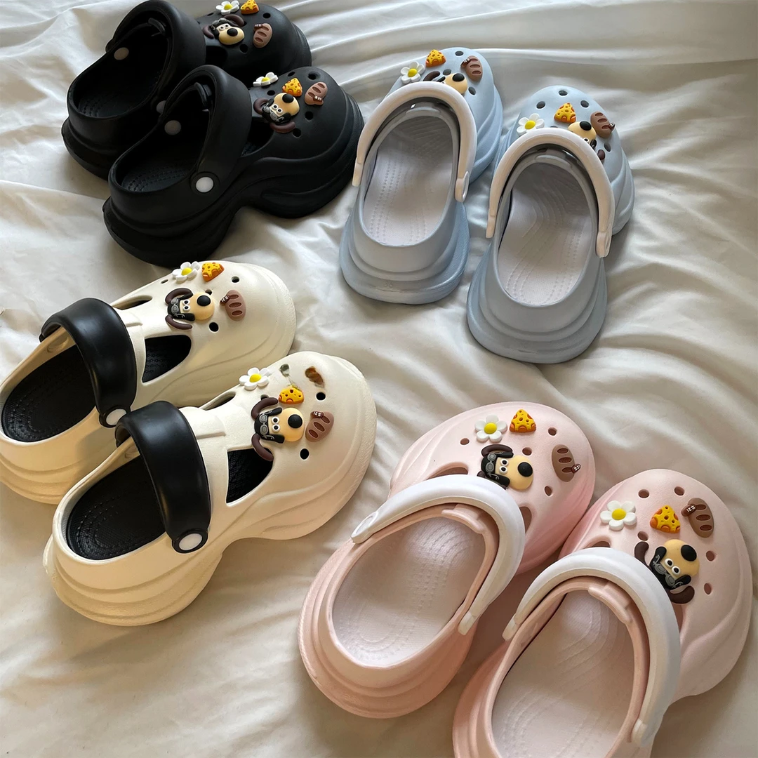 可爱萌趣踩屎感洞洞鞋女2025新款夏季时尚百搭厚底半拖鞋凉鞋外穿