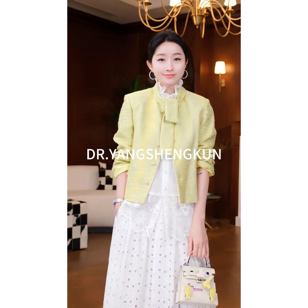 DR杨圣坤2025新款【南法遐想】小香风飘带粗花呢外套女YM2502-1454