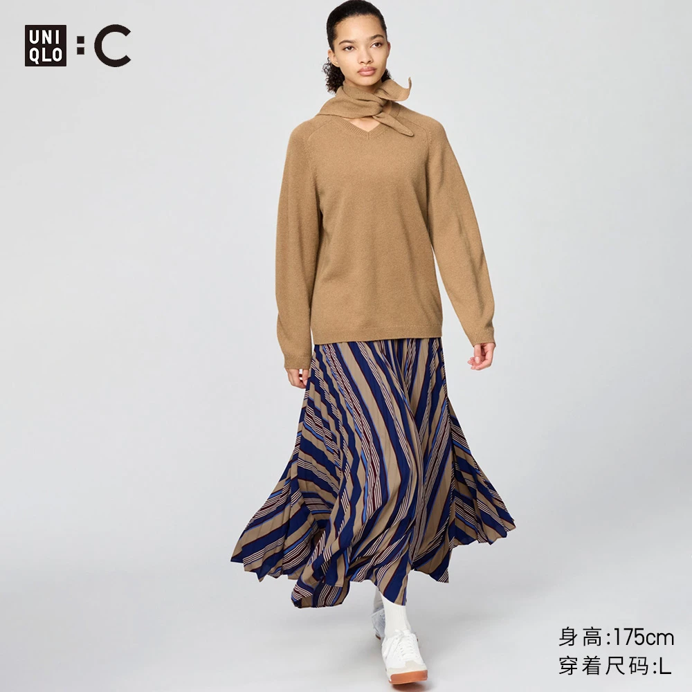 优衣库合作款/女装打褶长裙/半身裙裙子481439