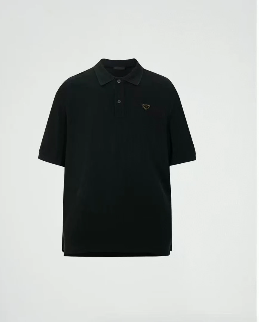 PRADA/普拉达 三角徽标纽扣短袖珠地布Polo衫ty