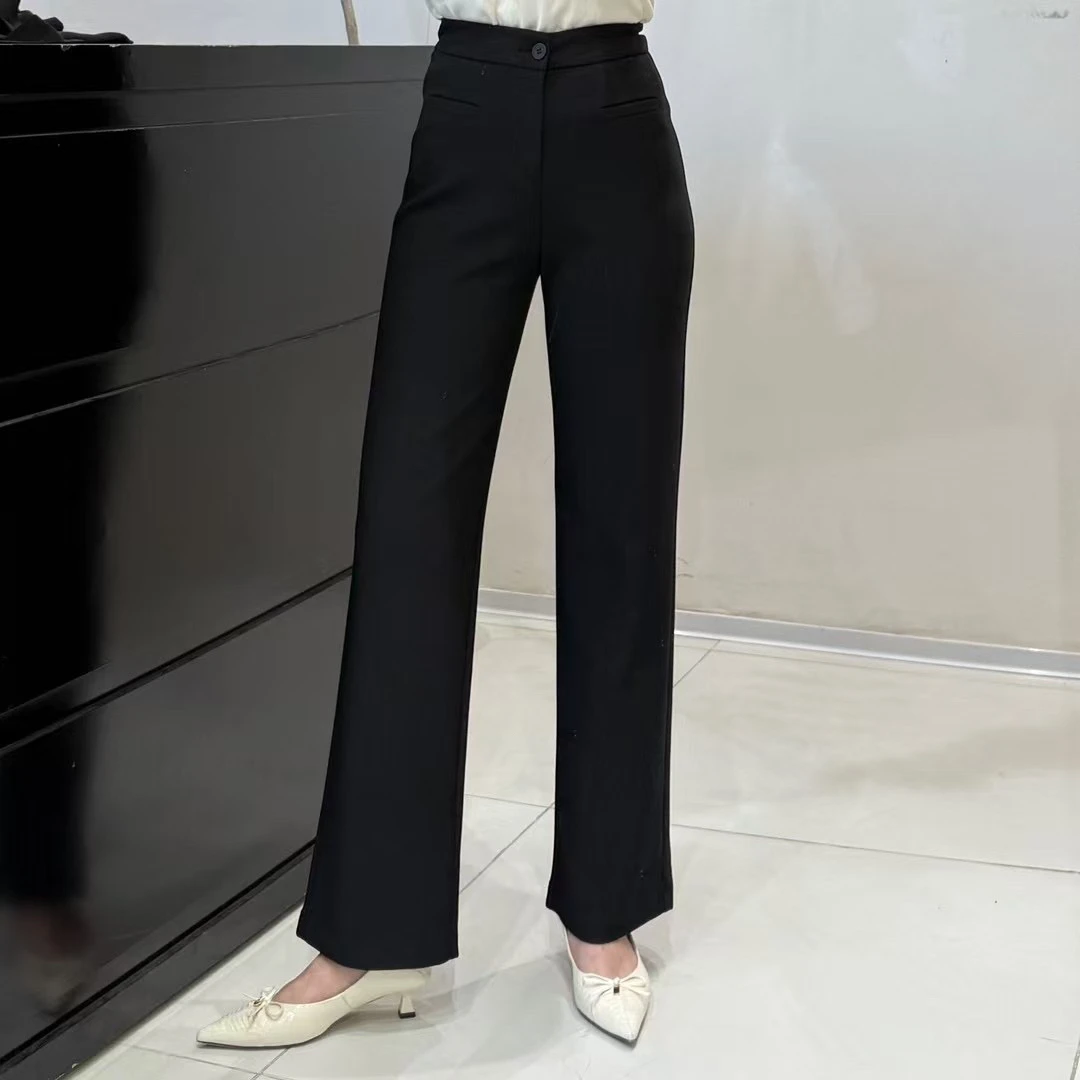 窄版直筒西装裤显瘦气质高腰时尚黑色百搭女士修身