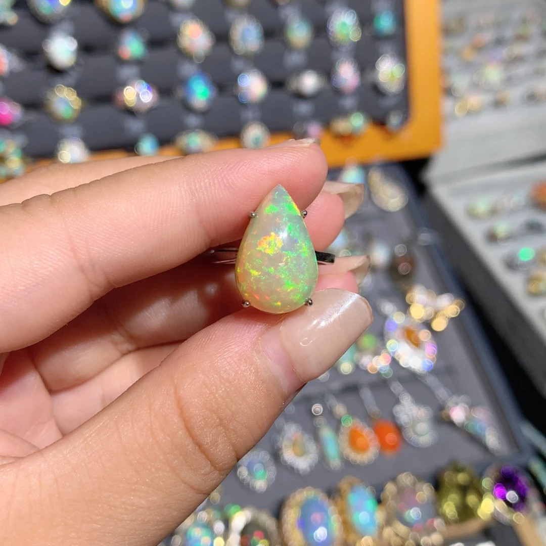 欧泊银S925镶嵌欧泊戒指l