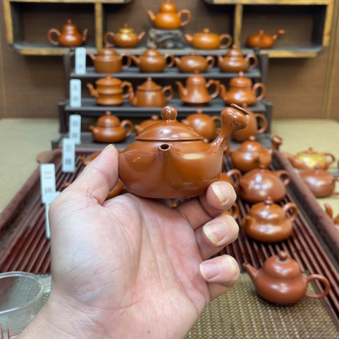 朱泥茶壶侧把90cc