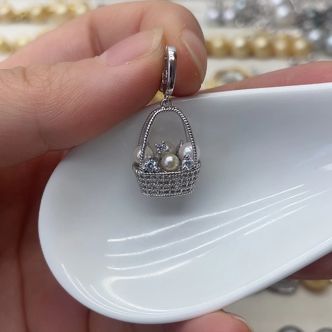 海水珍珠银S925镶嵌吊坠(不含链)