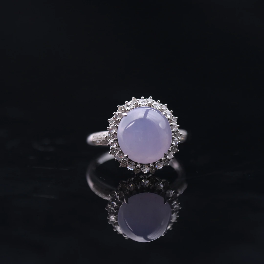 19天然缅甸翡翠A货18k紫蛋面戒指/800389/上海嘉禾拍卖