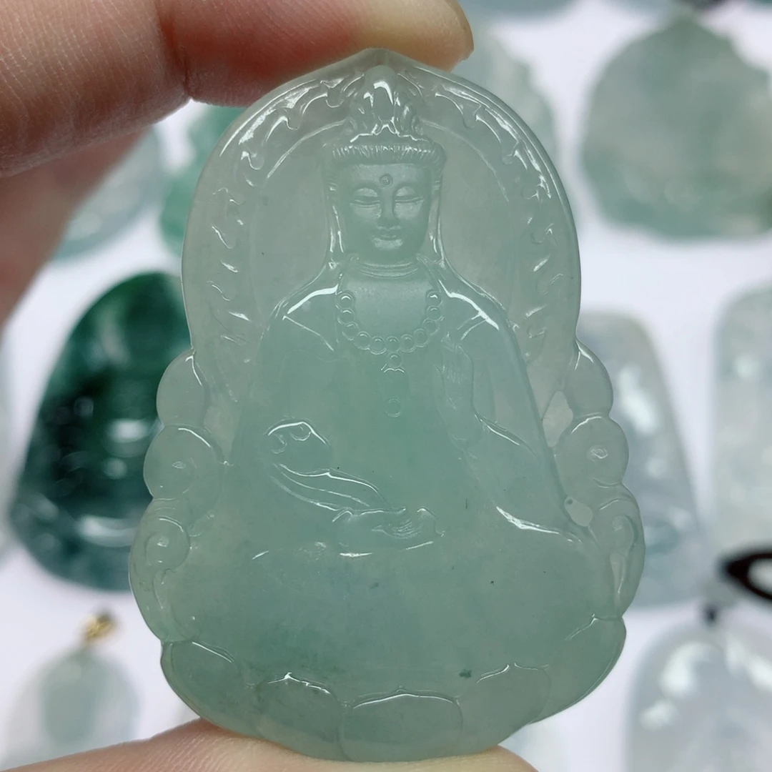 翡翠未镶嵌挂件素衣观音