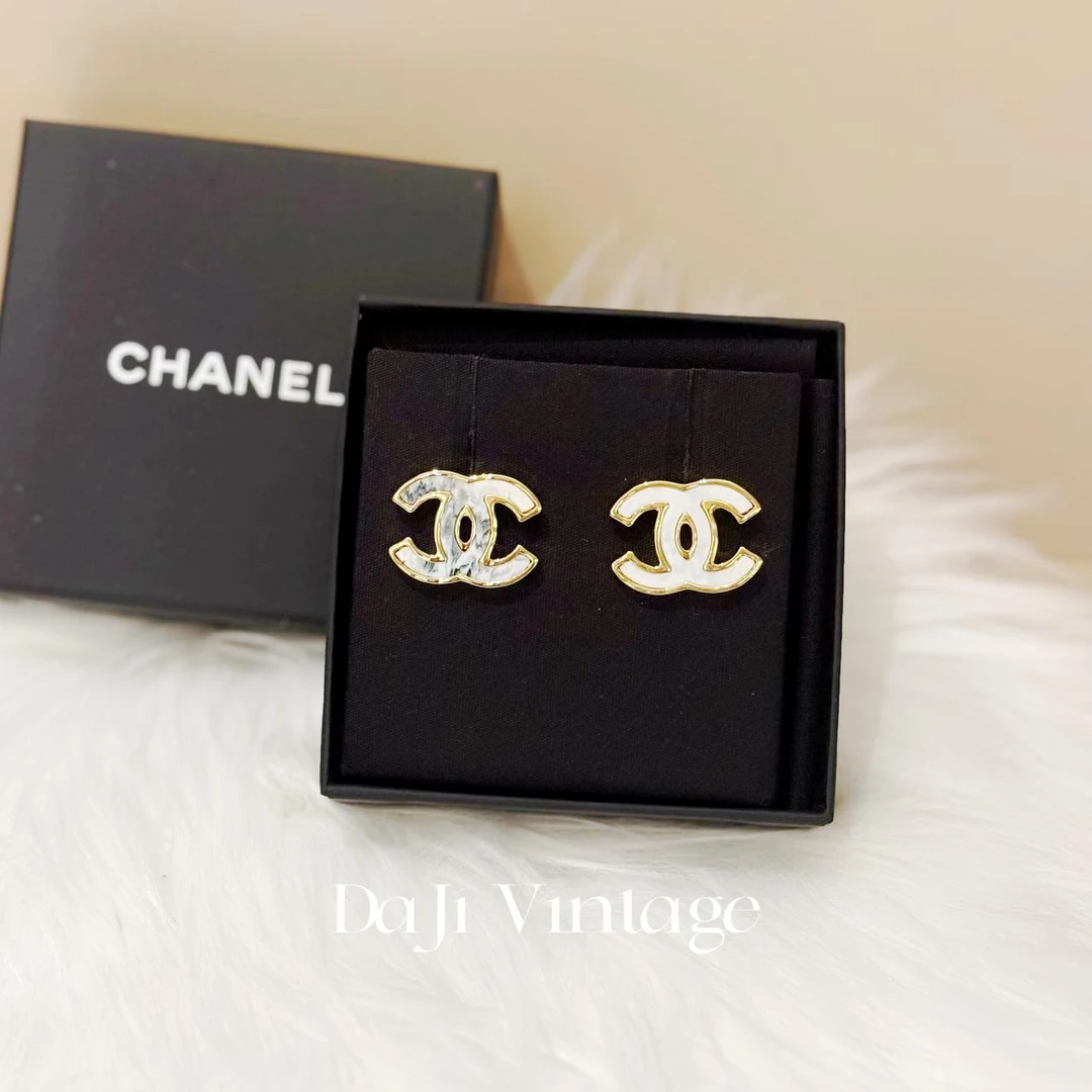 大吉中古/Chanel香奈儿蓝白晕染大双c耳钉