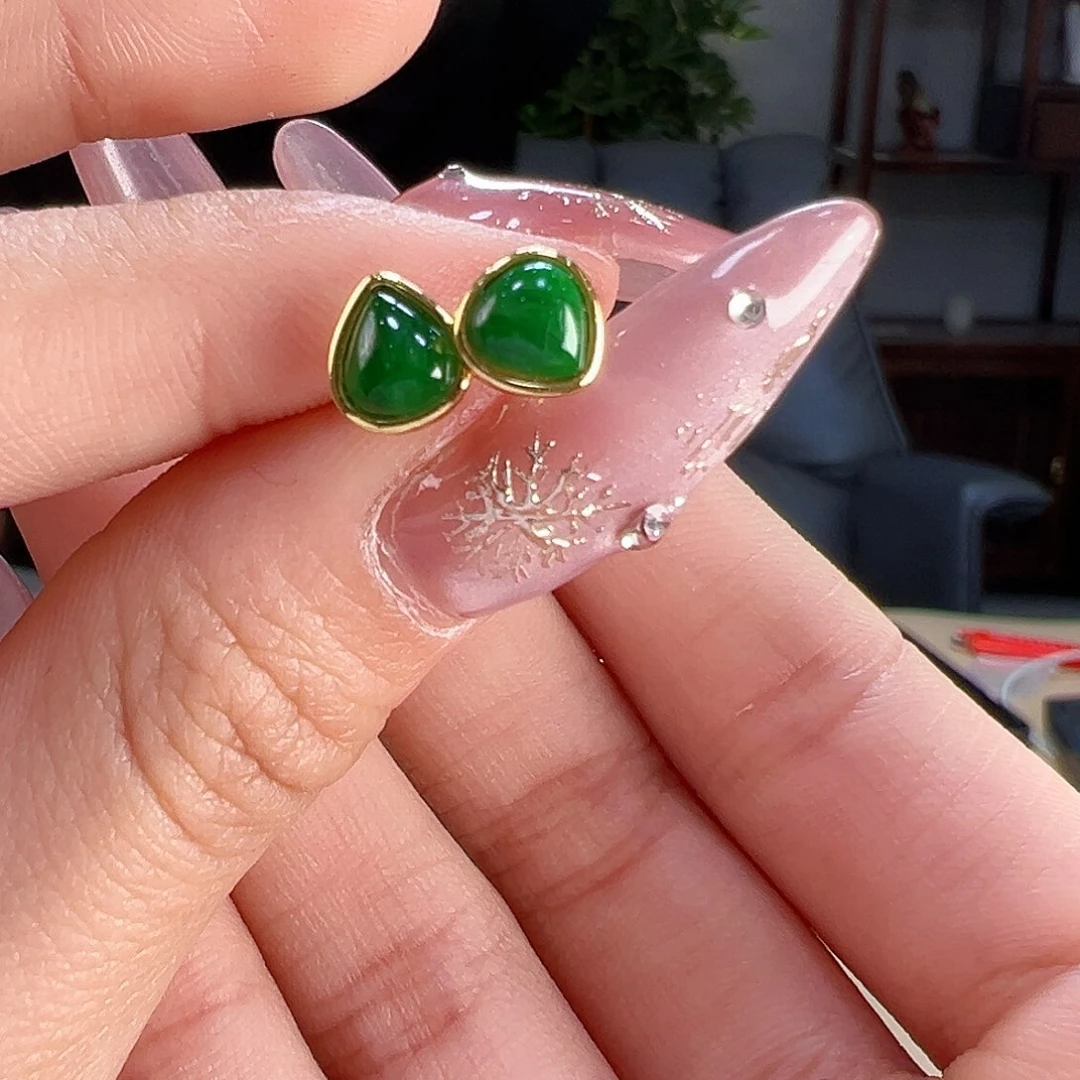 翡翠耳饰银S925镶嵌耳环71