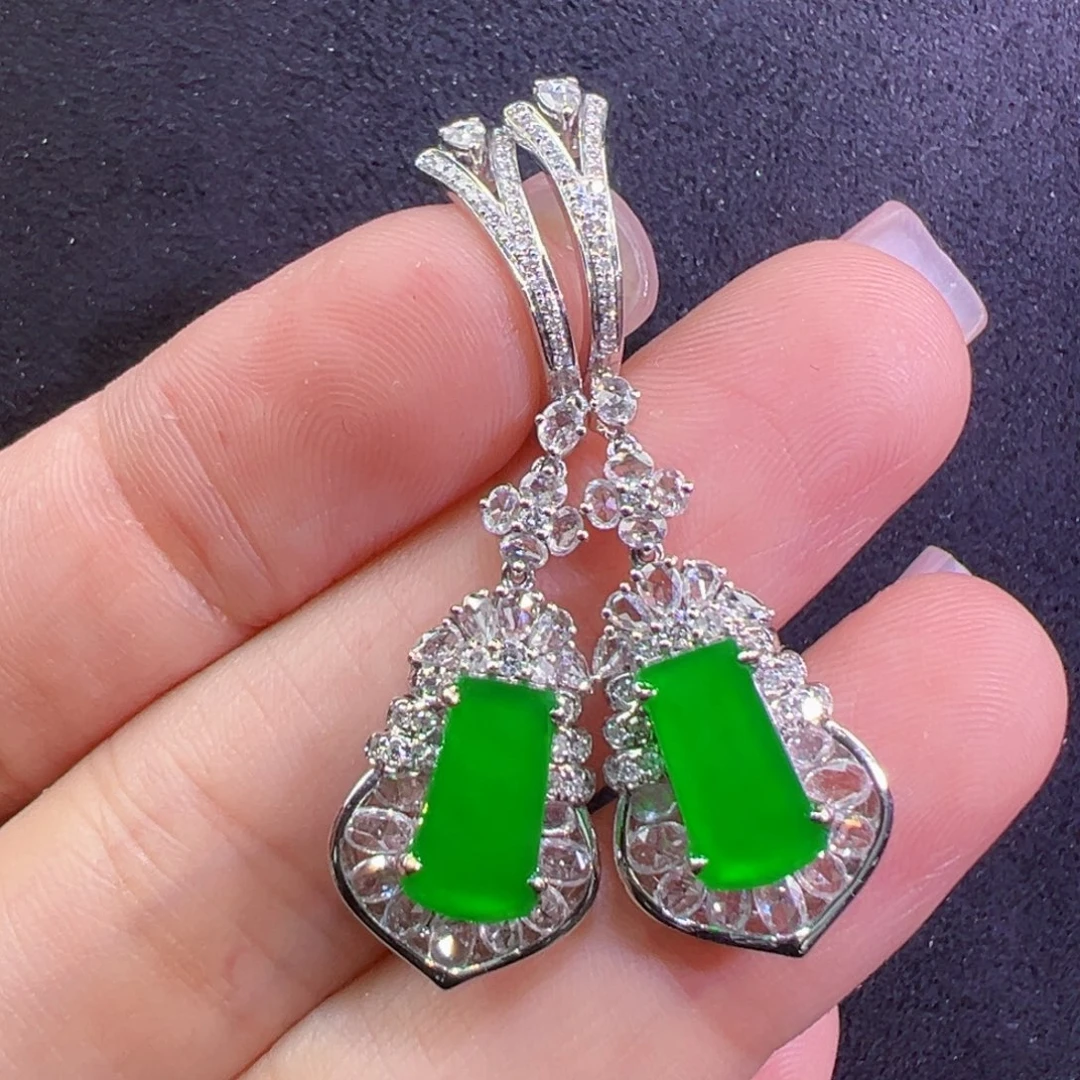 翡翠18K金镶嵌耳饰耳坠