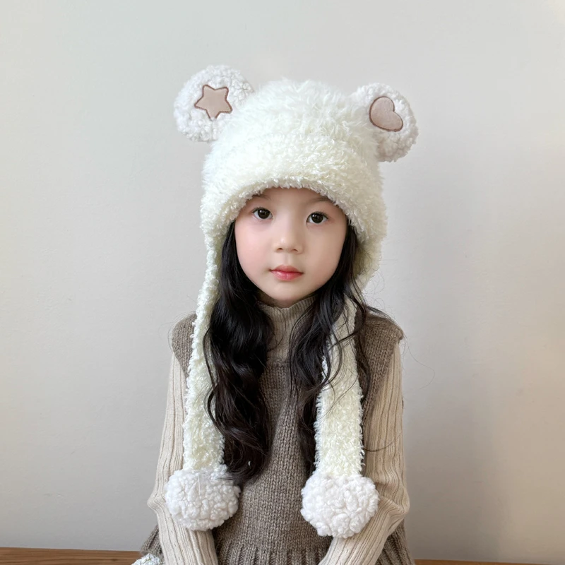 儿童冬季帽子2024新款围巾一体女童护耳帽女孩秋冬针织帽女款防寒