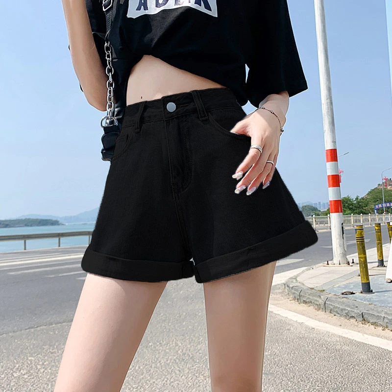 浅色牛仔短裤女夏季新款高腰外穿春秋网红显瘦牛仔短裤288T