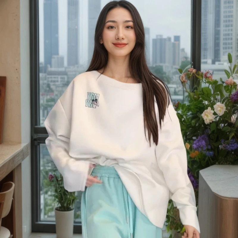 【棒球正反穿】2025原创白色百搭加绒设计感宽松卫衣LK2507983