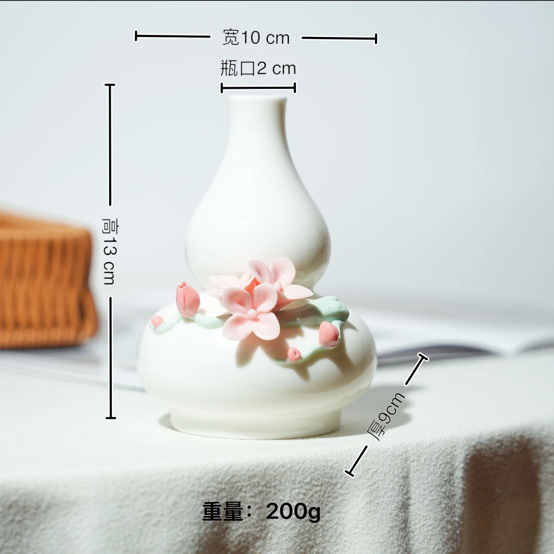 德化非遗白瓷中大福禄花瓶-长寿花
