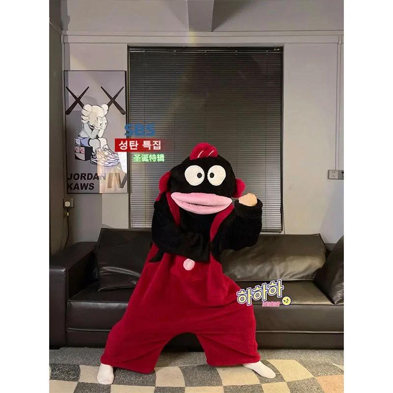 【糯叽叽】粉色丑鱼睡衣过年版连体珊瑚绒加厚情侣搞怪大嘴鱼睡袍