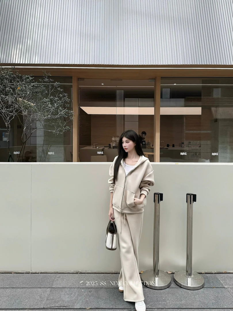 TITI - STUDIO“慢调生活”秋冬高品质软糯空气棉连帽厚实卫衣套装