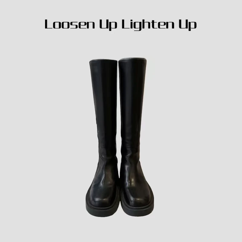 Loosen Up【瘦腿战靴】秒变大长腿！定制进口胎牛皮巨显腿细四季款女