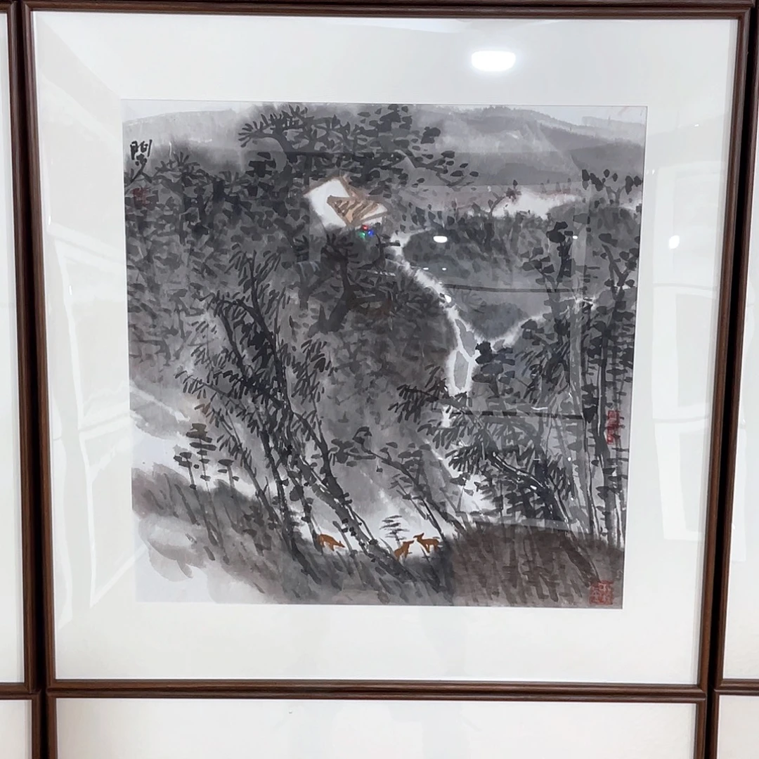 那***≡国画手绘画作品带框80/80