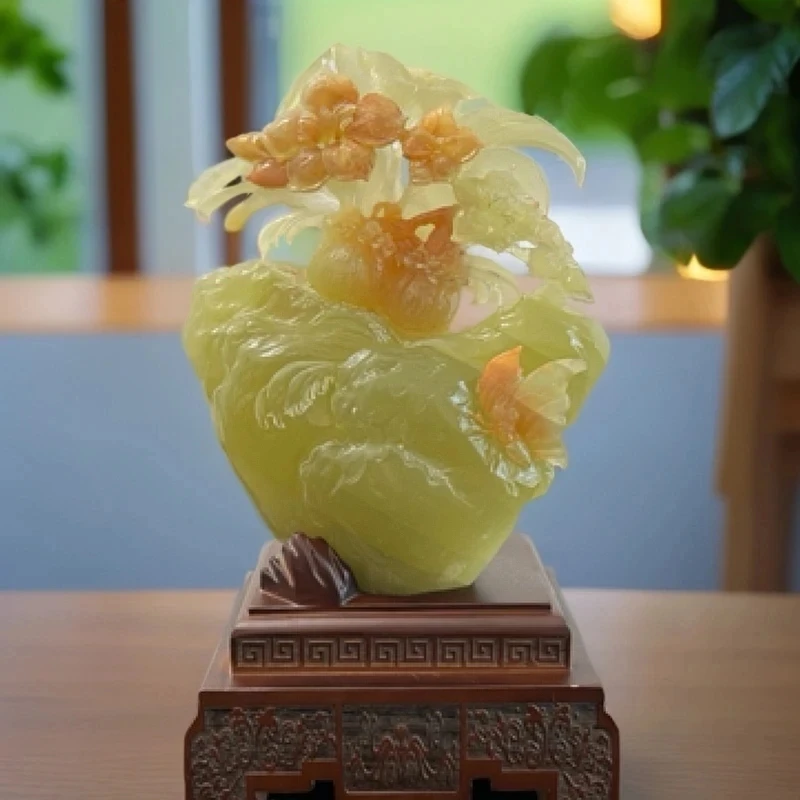 勃勃生机玉雕摆件