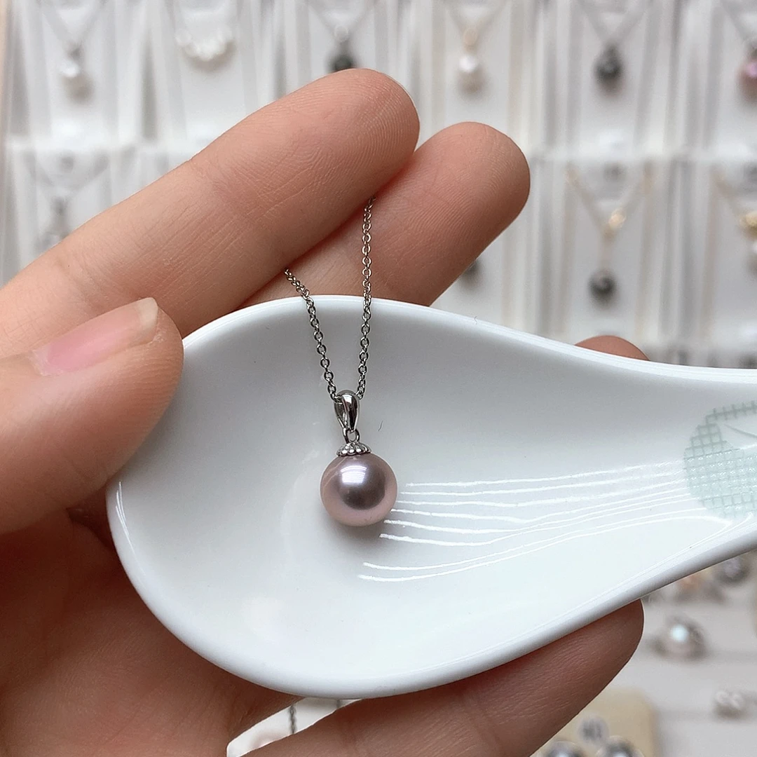 银S925镶嵌淡水珍珠吊坠(不含链)