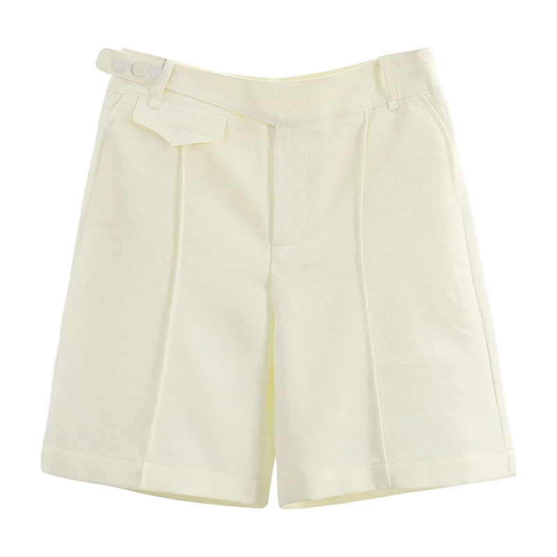 F864-【约】通勤百搭五分裤高腰纯色休闲裤#RJY56G005