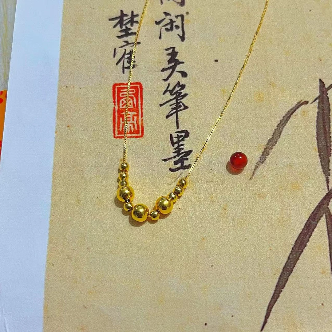 【杰哥专属】足金24K黄金卡5三生三世金珠赠送合仔链配珠套链G77