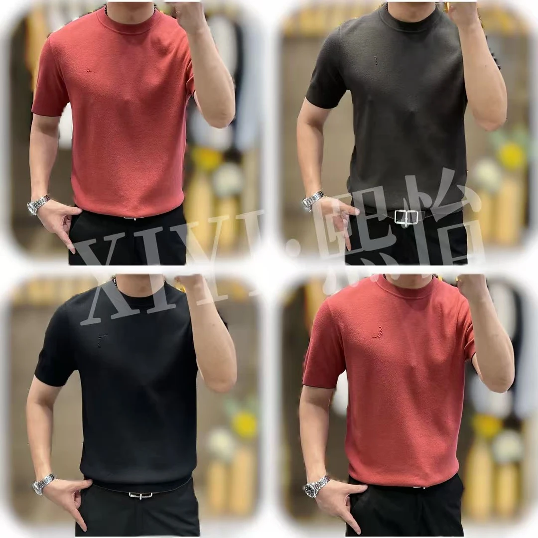 【XI.YI/熙怡】25年秋季轻奢高质感时尚男士舒适针织提花短袖