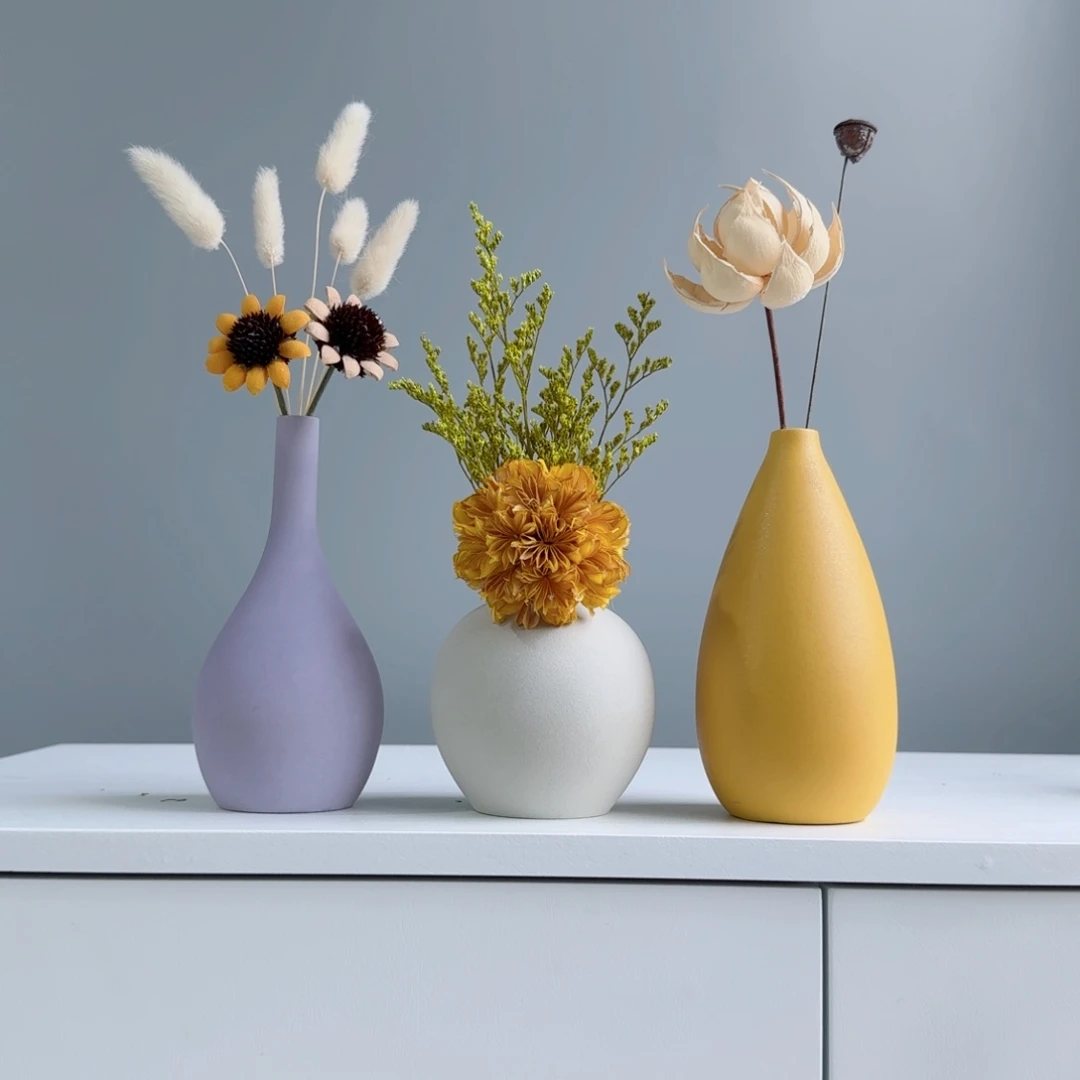 摆件陶瓷小花瓶摆件含花总高约20-30cm