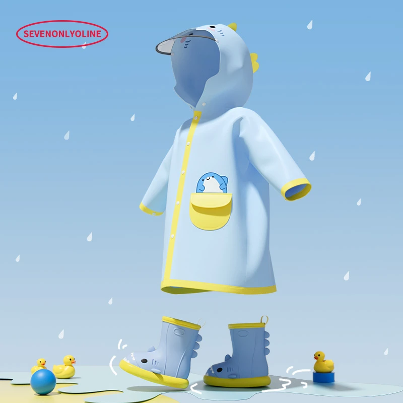 小萌鲨儿童雨衣男童女孩可爱卡通防水幼儿园专用2025新款宝宝雨披