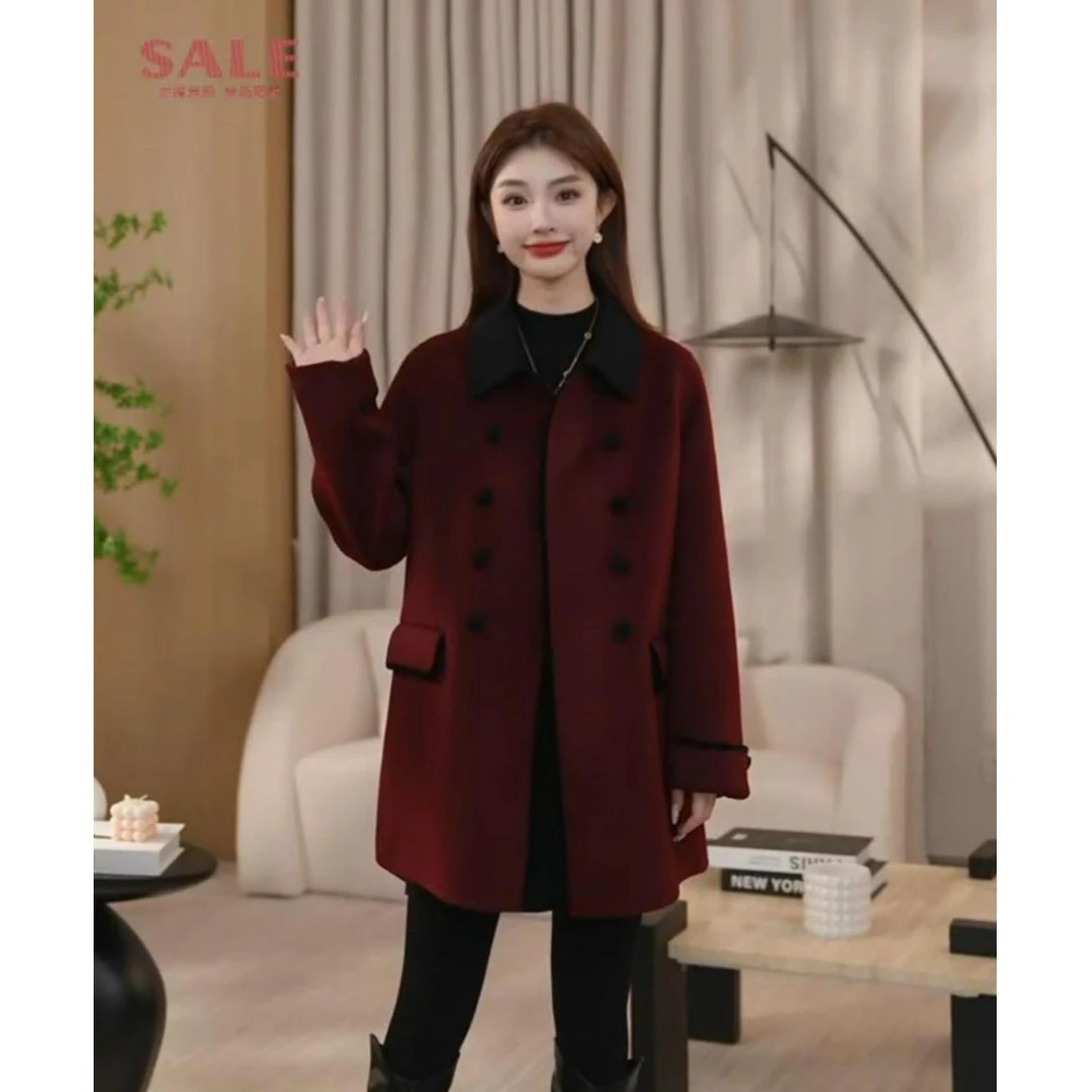 MAN BEI/曼·贝【欢欢专属】8484035双面绵羊毛大衣新款外套安哥拉红