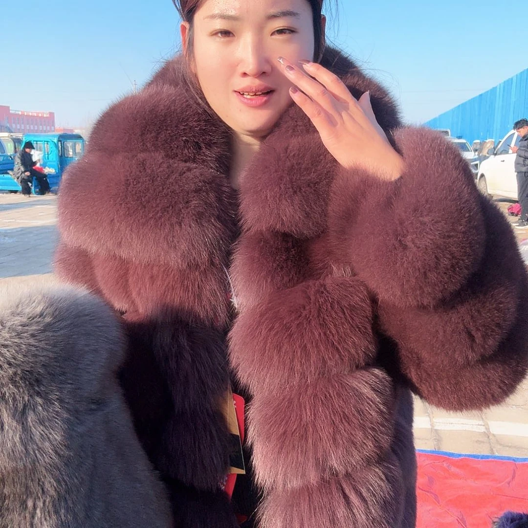 直播间下单狐狸毛外套进口