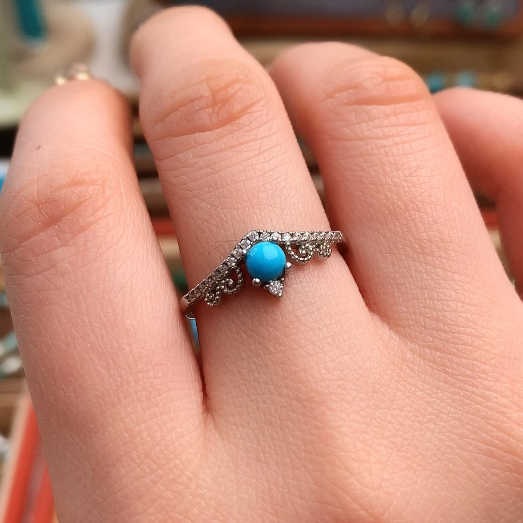 绿松石精品戒指银S925镶嵌