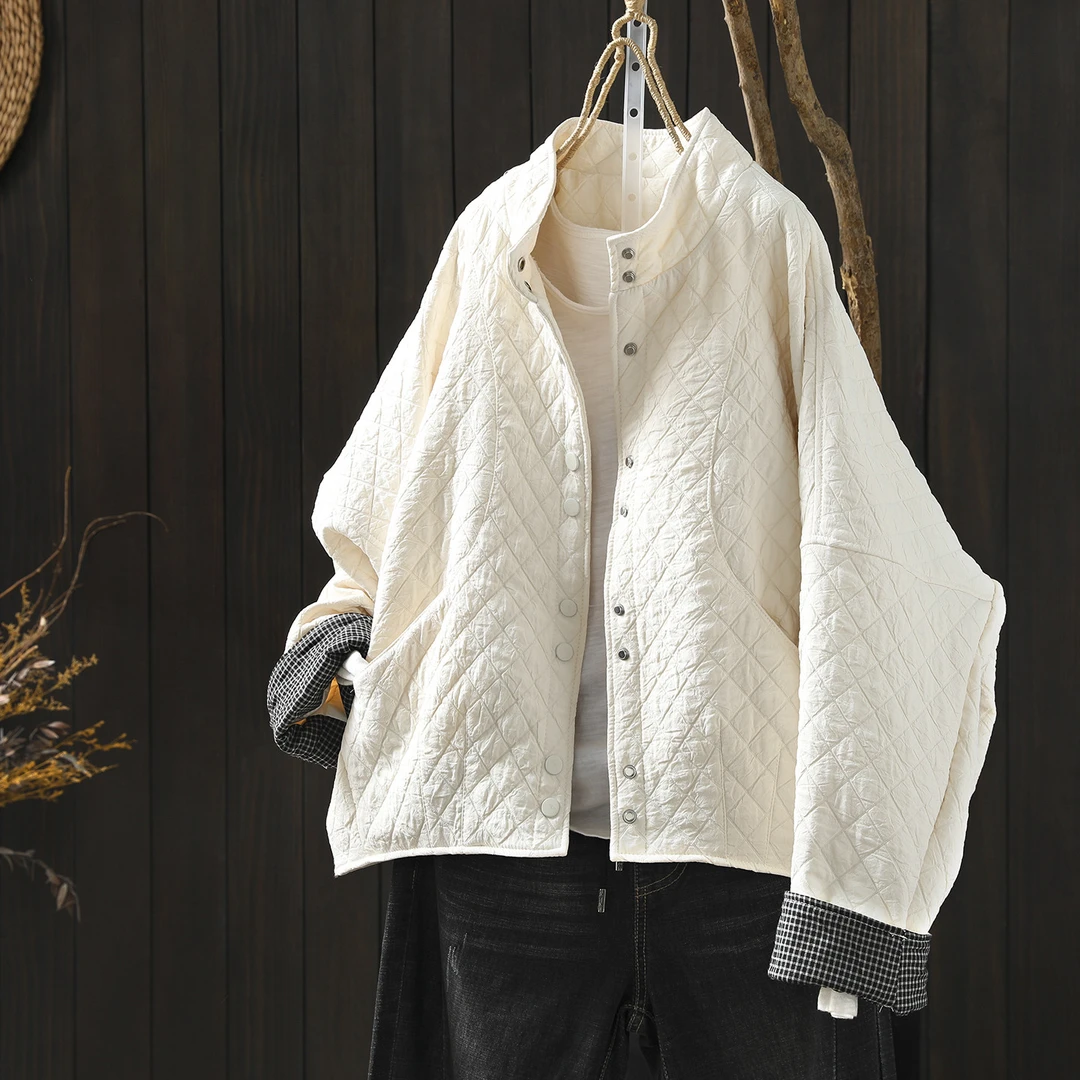 外套女春季2026新款胖mm菱格纹超好看慵懒显瘦百搭时尚简约短上衣