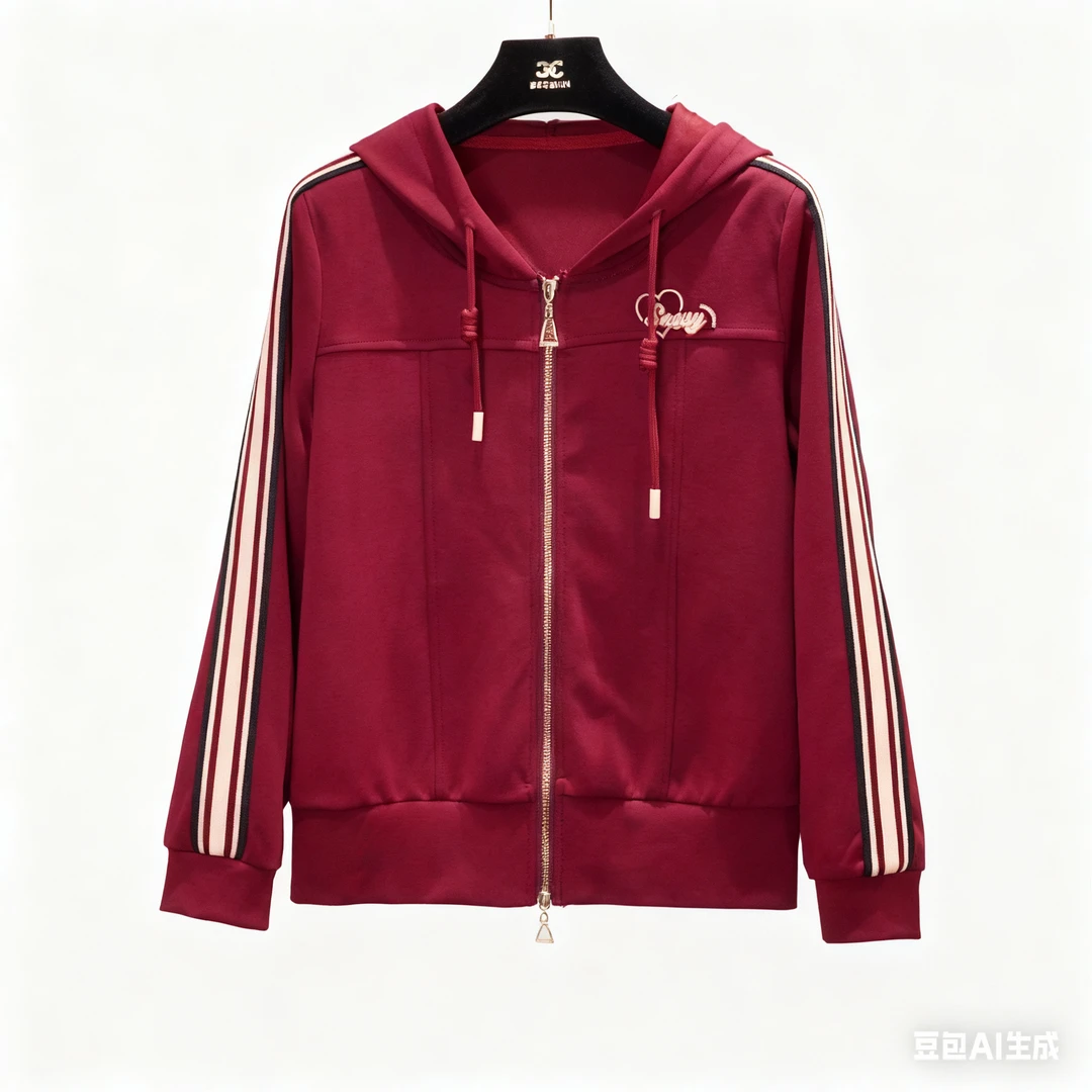 断码孤品EXC872【酒红立领翻领卫衣外套】