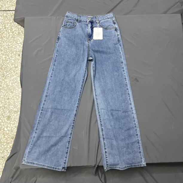 （ZH）女士高腰阔腿直筒牛仔裤宽松显瘦百搭拖地长裤