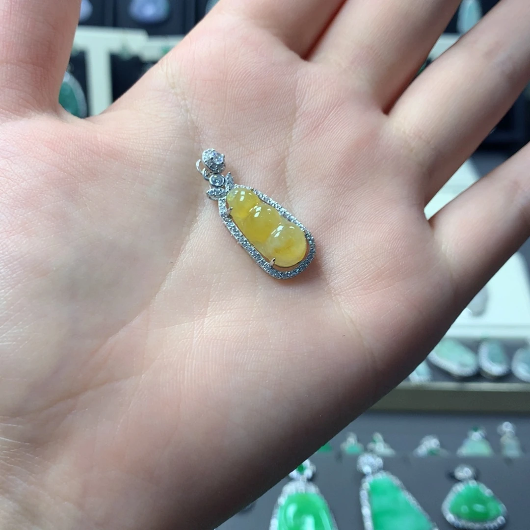 翡翠银S925镶嵌挂件