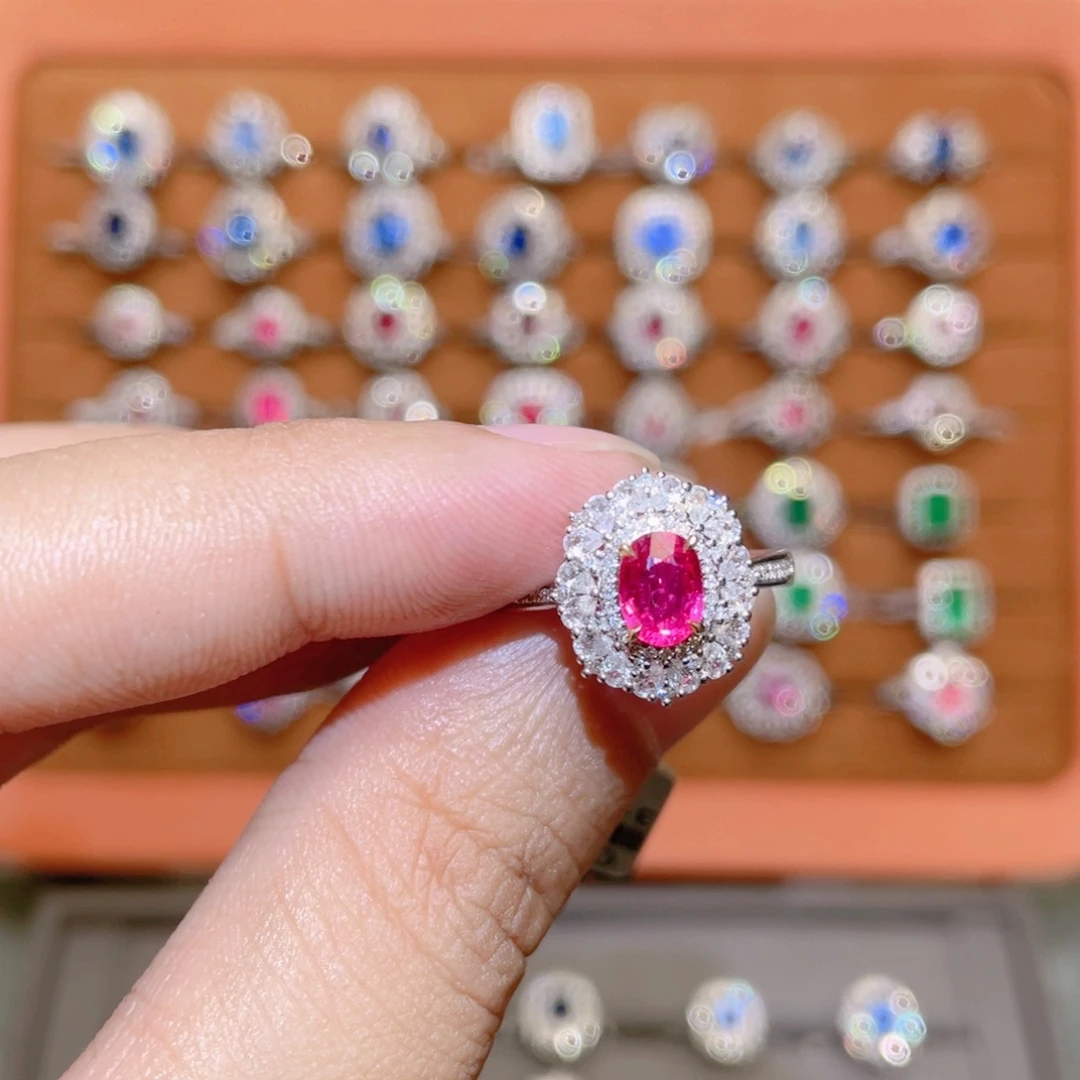 红宝石戒指18K金镶嵌0.85ct 无烧鸽血 cgrl