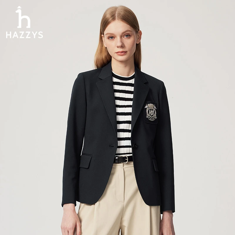 Hazzys哈吉斯春夏季女士西装设计感休闲西服