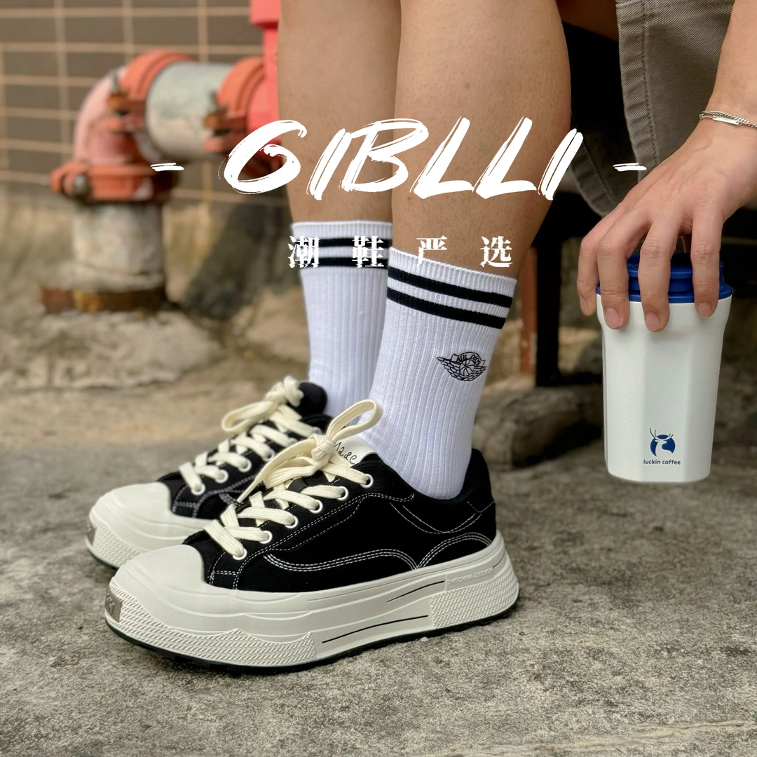 bv+秋季新款百搭潮鞋透气休闲厚底帆布鞋复古男女情侣鞋黑色时尚