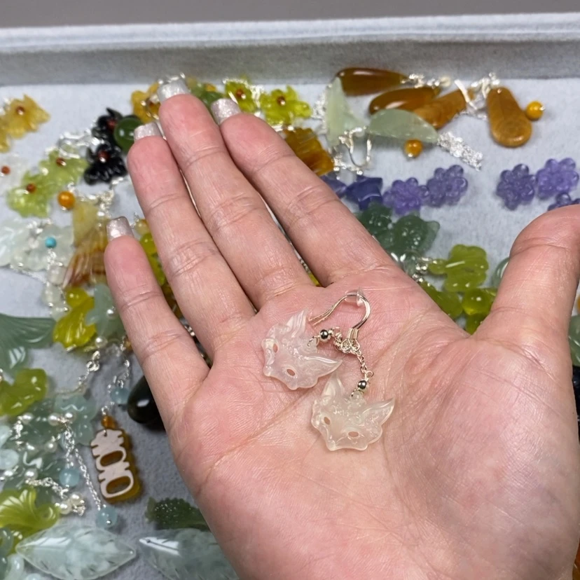 【闪购商品】蛇纹石玉挂件耳坠耳环未镶嵌e**了