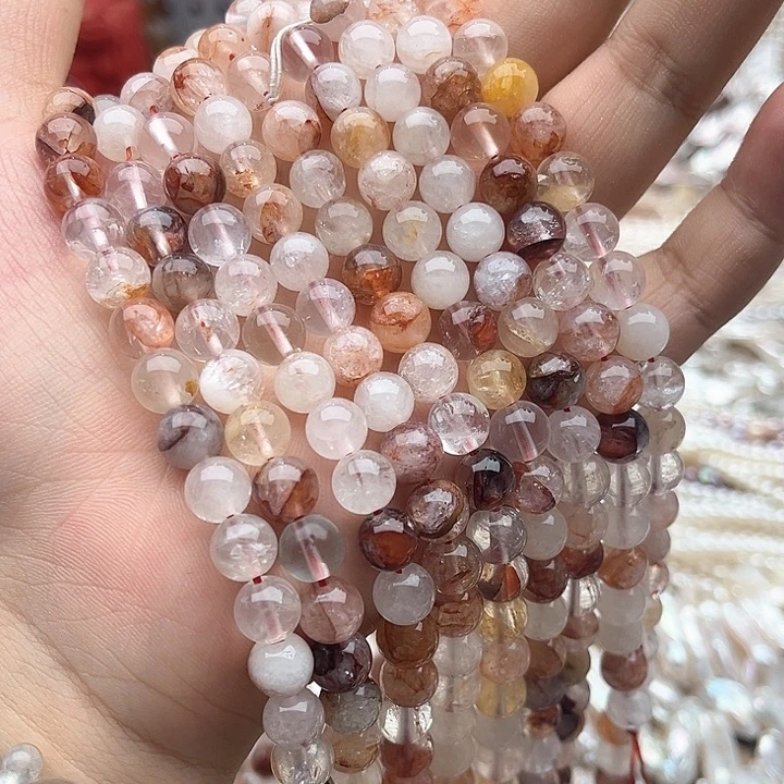 未镶嵌玛瑙/玉髓珠宝半成品一条8mm左右红胶花