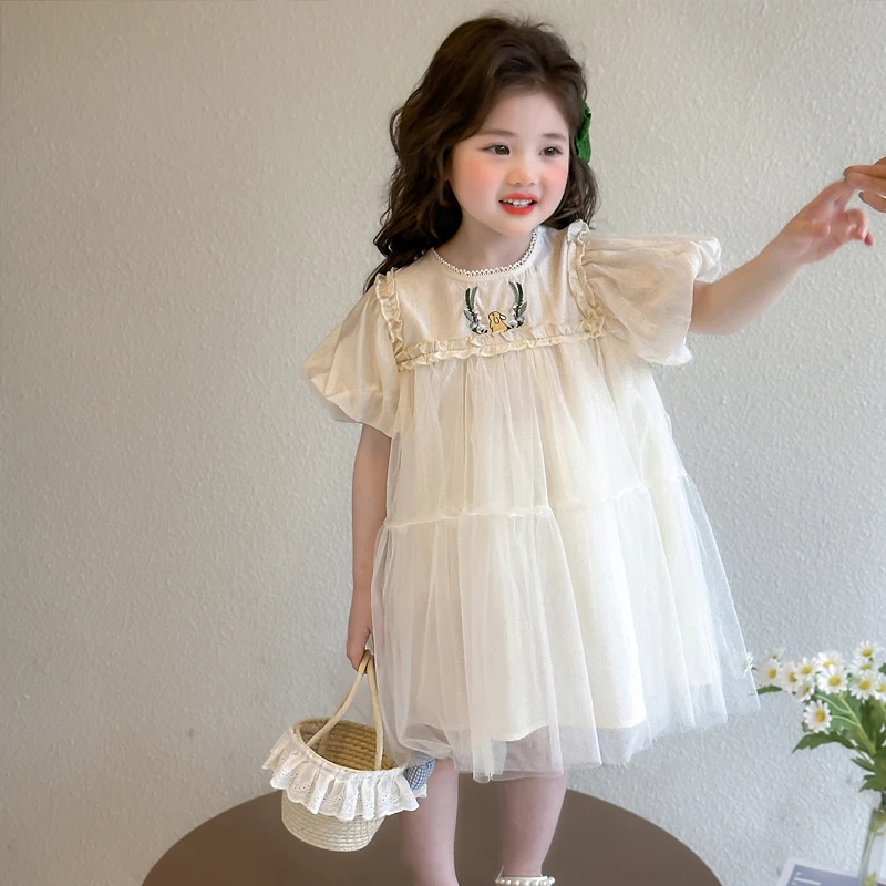 韩国童装女童连衣裙洋气夏装2025新款甜美精致宝宝公主裙网纱裙子
