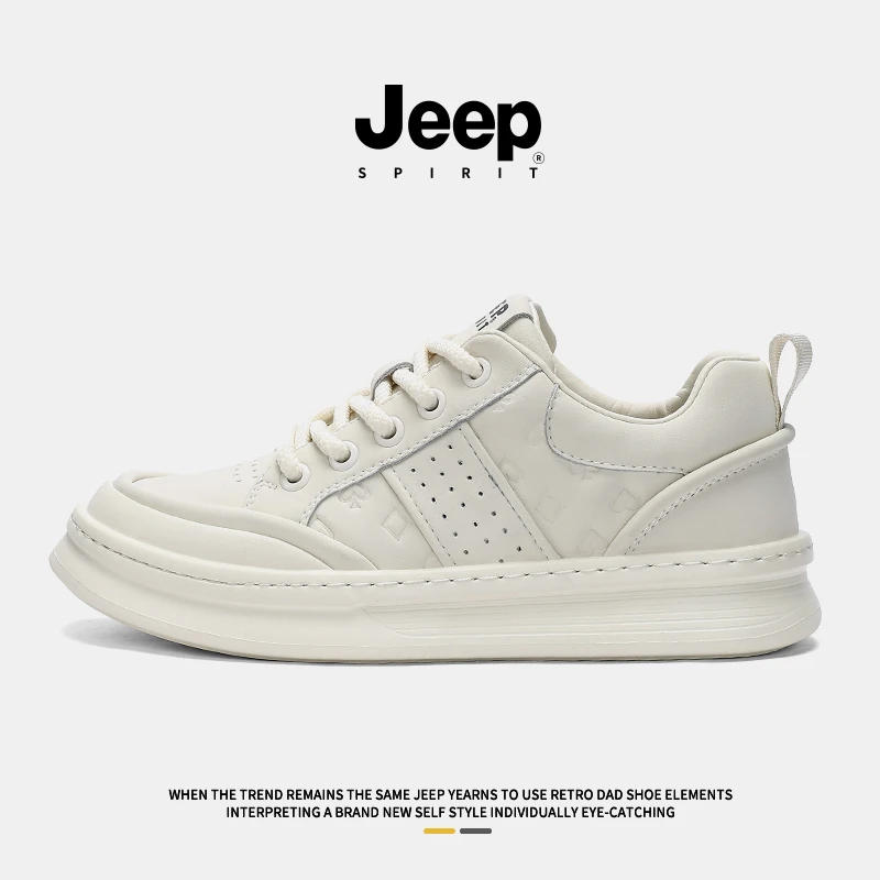 JEEPSPIRIT吉普时尚小白鞋休闲百搭潮鞋男鞋低帮软底运动鞋板鞋