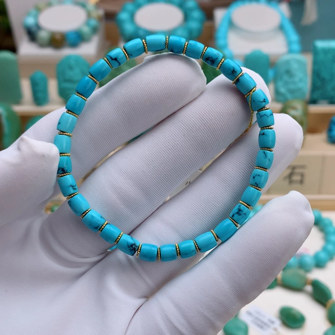 绿松石18K金镶嵌挂件精品手串