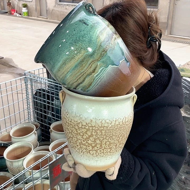 紫砂花盆瑕疵口18高21