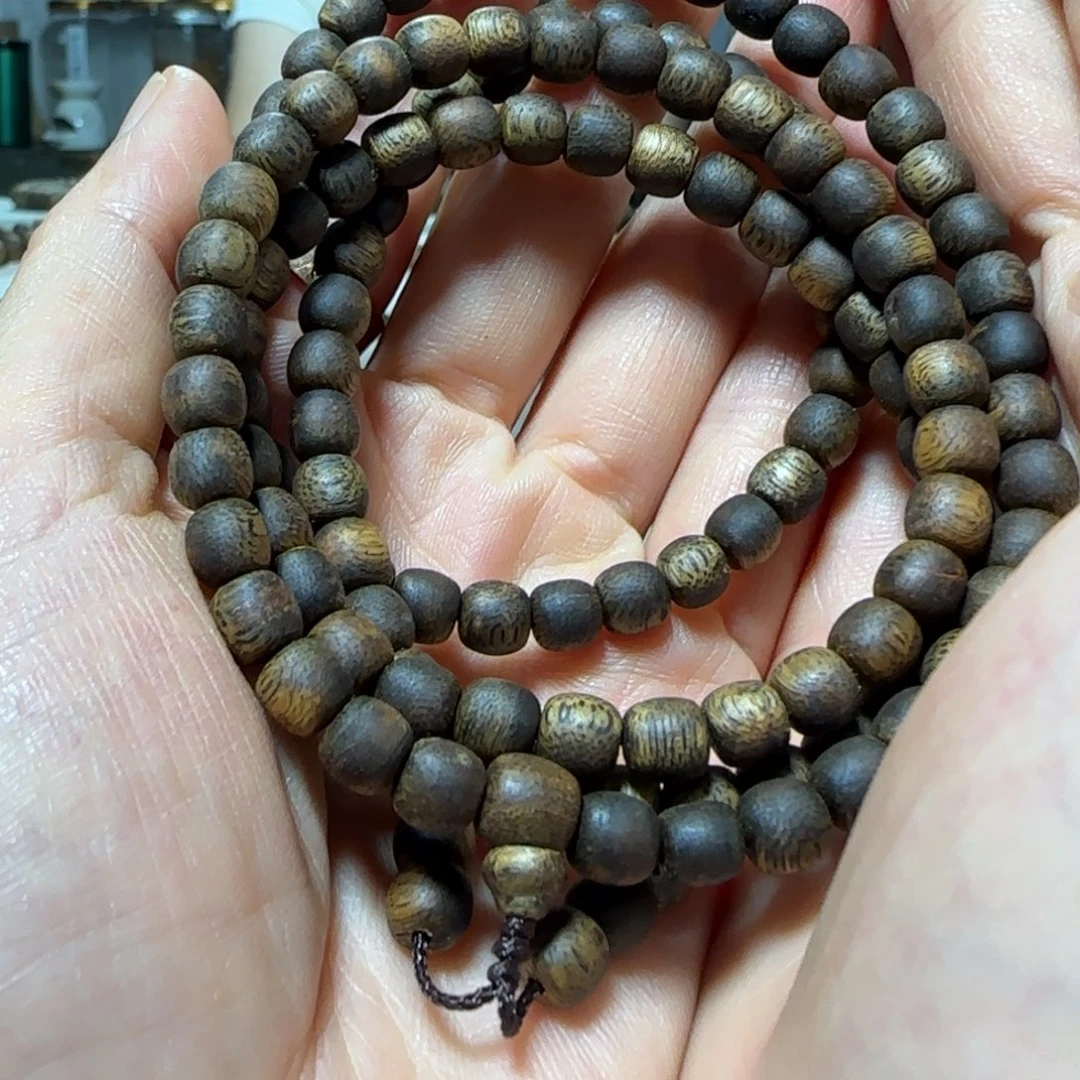 手串沉香绿奇楠沉香鼓珠多圈15克+手串