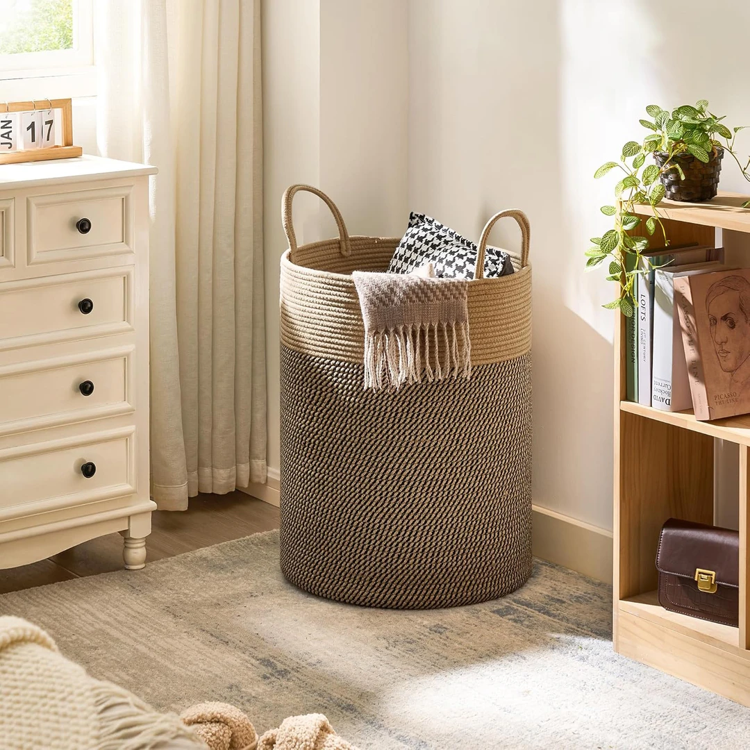 中古风脏衣篓棉绳编织衣服收纳筐大号玩具收纳篮民宿酒店脏衣篮